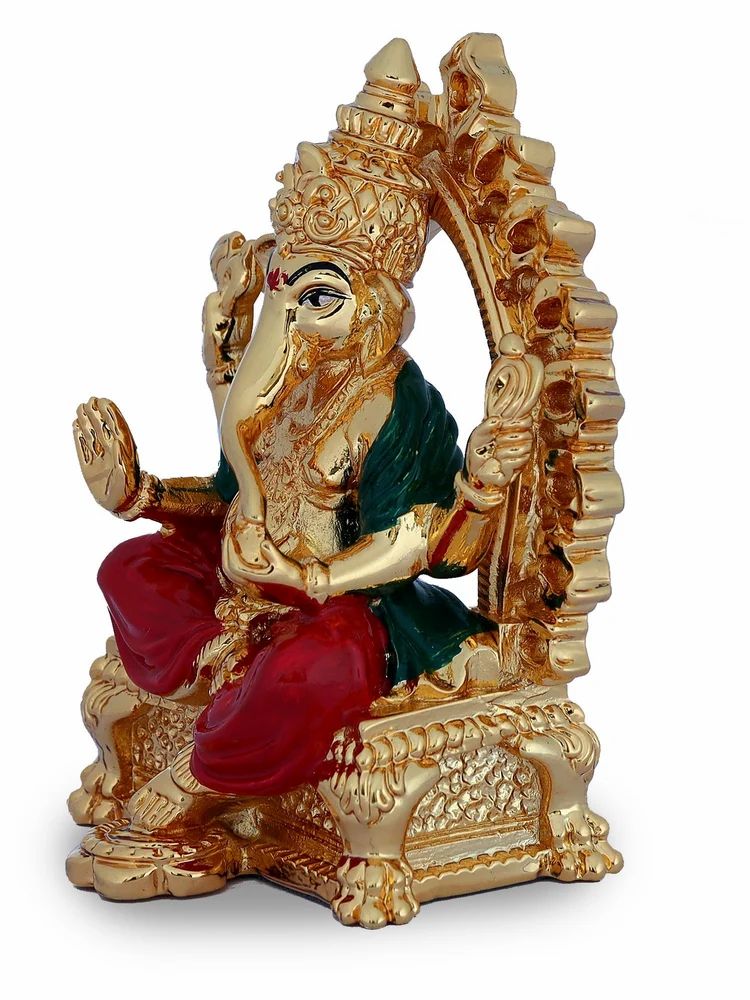 Ganesh Ji Clay Golden Color W/DESIGNER Dhoti