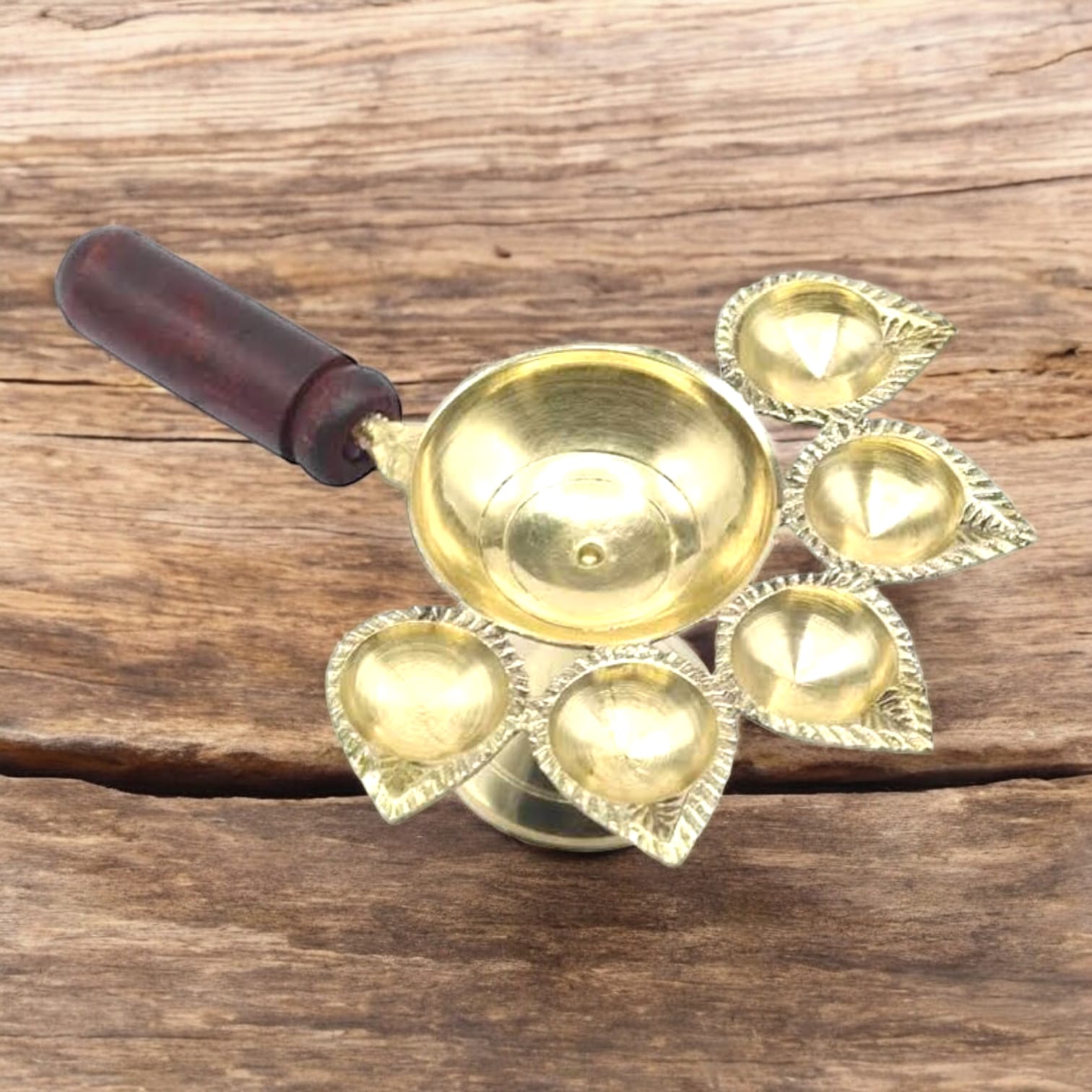 Brass Jyot Flower W/HANDLE
