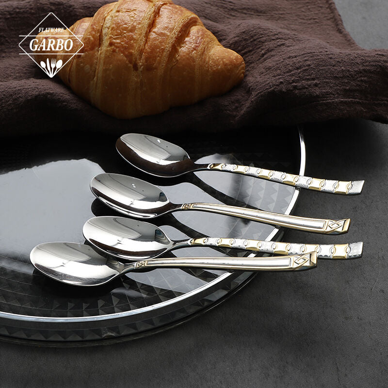 Mantra St. Steel Dinner Spoons Big Size W/GOLDEN Embossment On The Handle