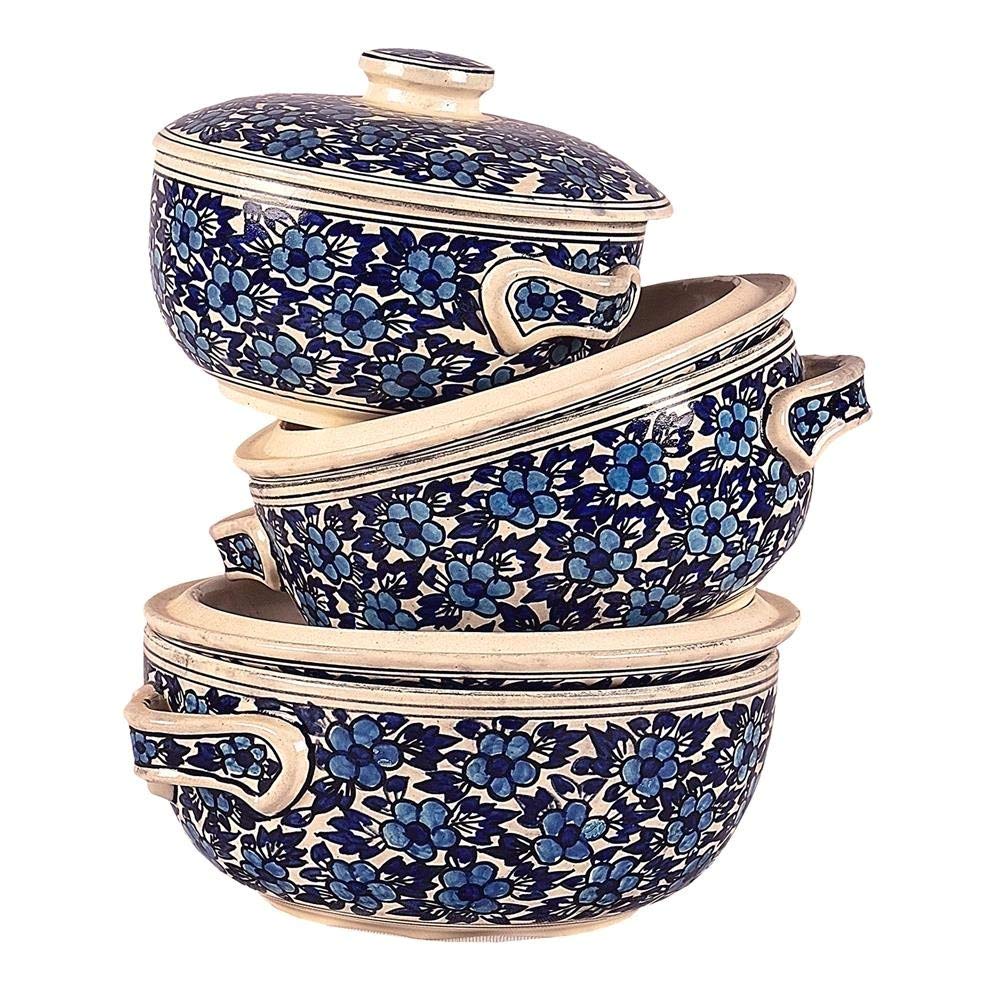 Designer Ceramic Bowl Set Of 3 With Lids
