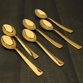 Mantra St.steel Spoons Medium SIZEW/GOLDEN Embossment On Handle-6pk