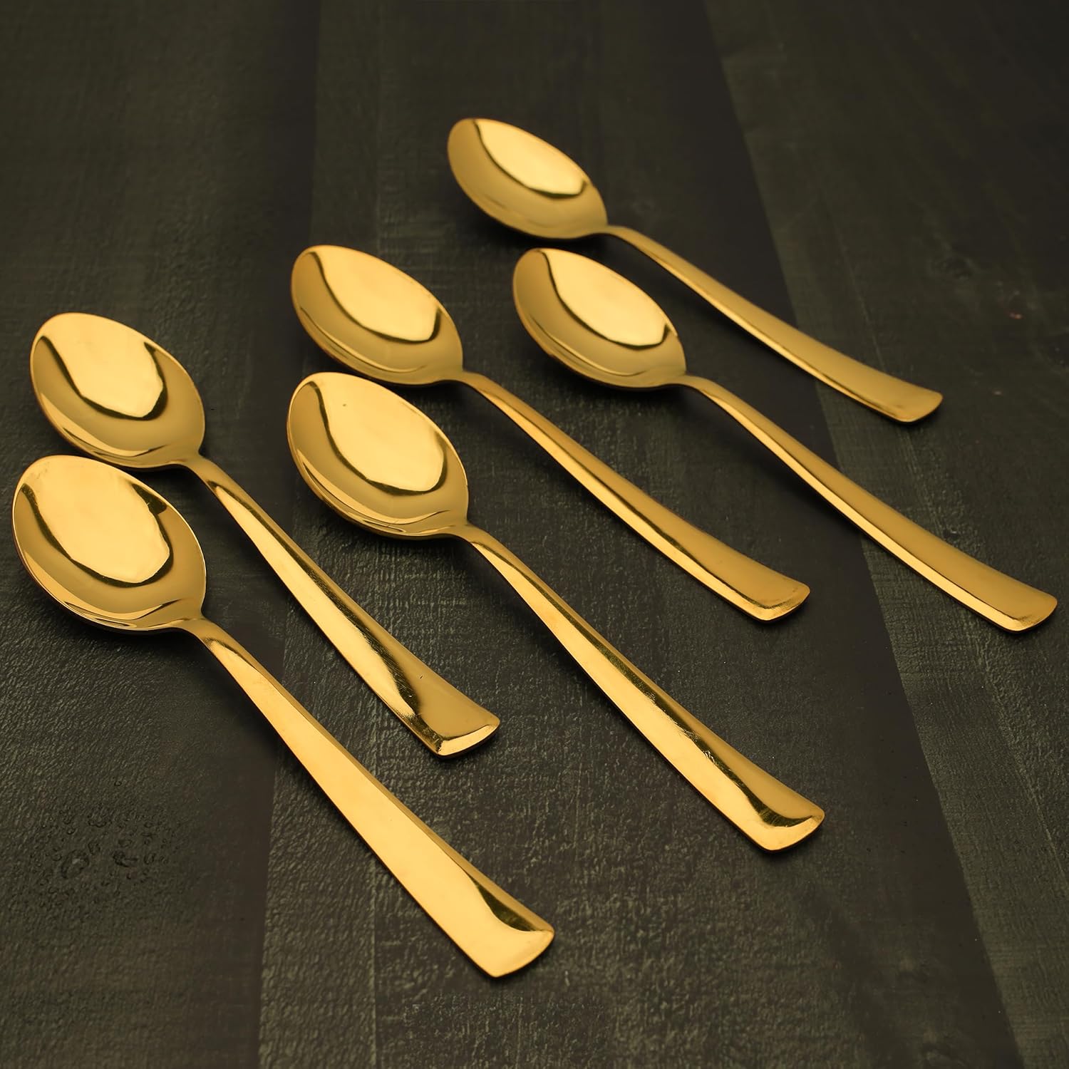 Mantra St. Steel Dinner Spoons-6pk With Golden Embossment (dot Design) On The Handle