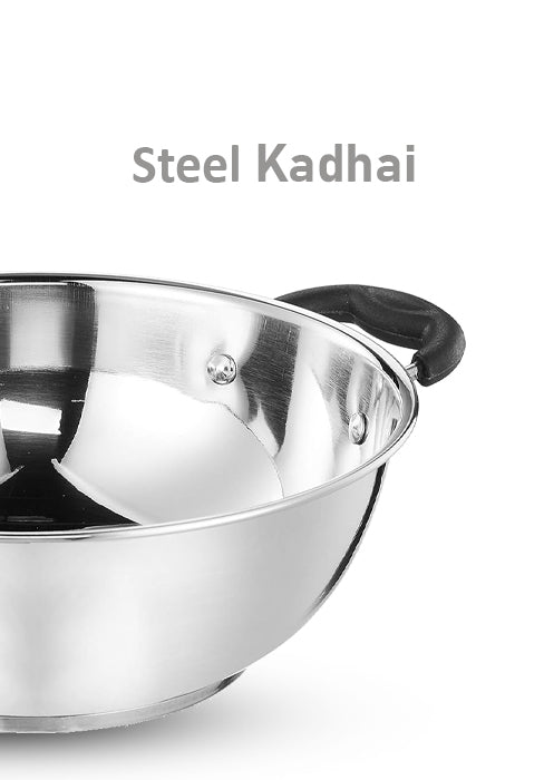 Bright Steel Frying Kadchi H/D Big Size