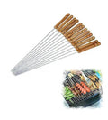 BBQ Sticks-4pk Steel Wire H/D W/THICK Wooden Handle At Base