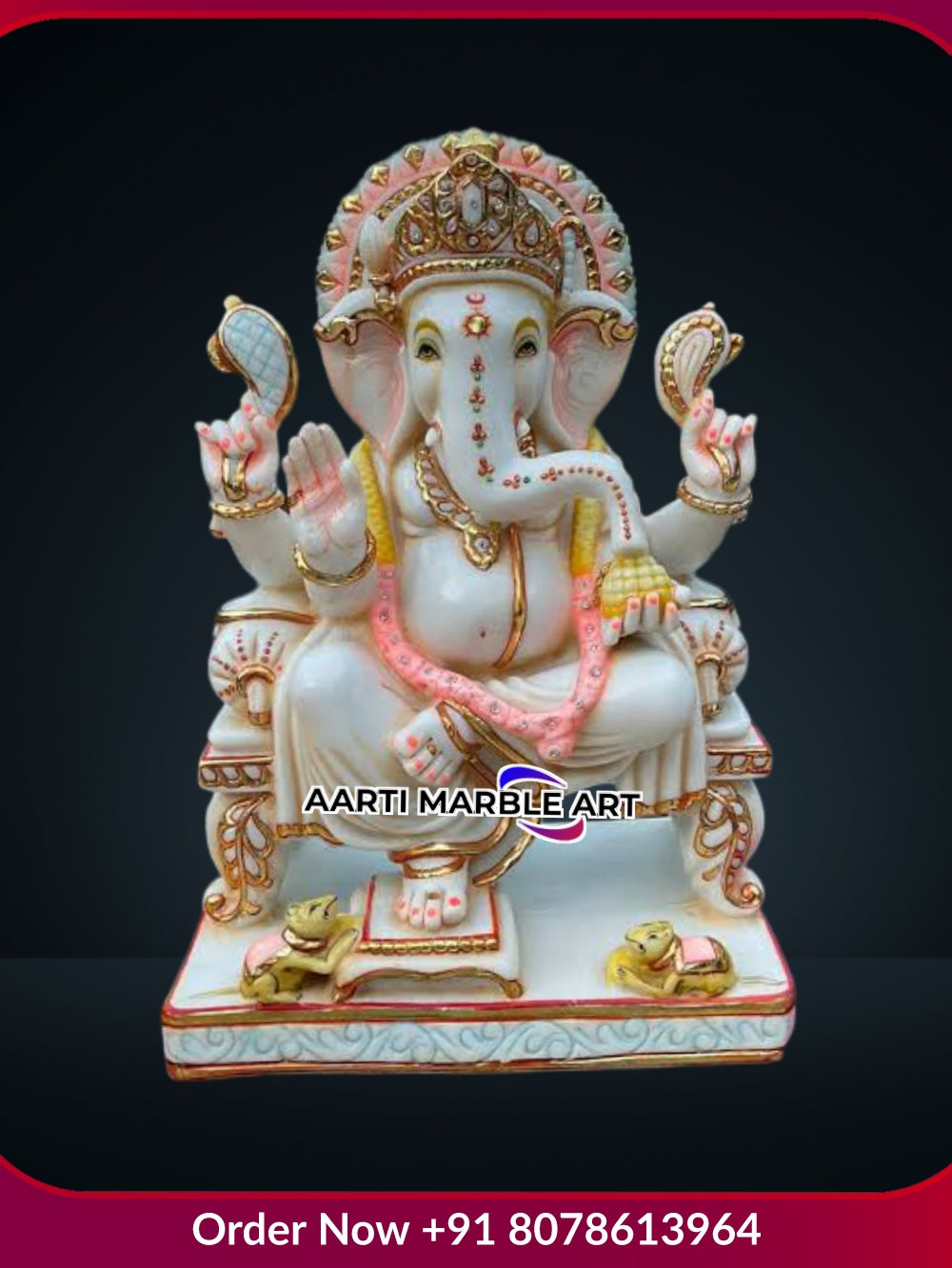 Ganesh Ji Small Marble Look With Diamonds