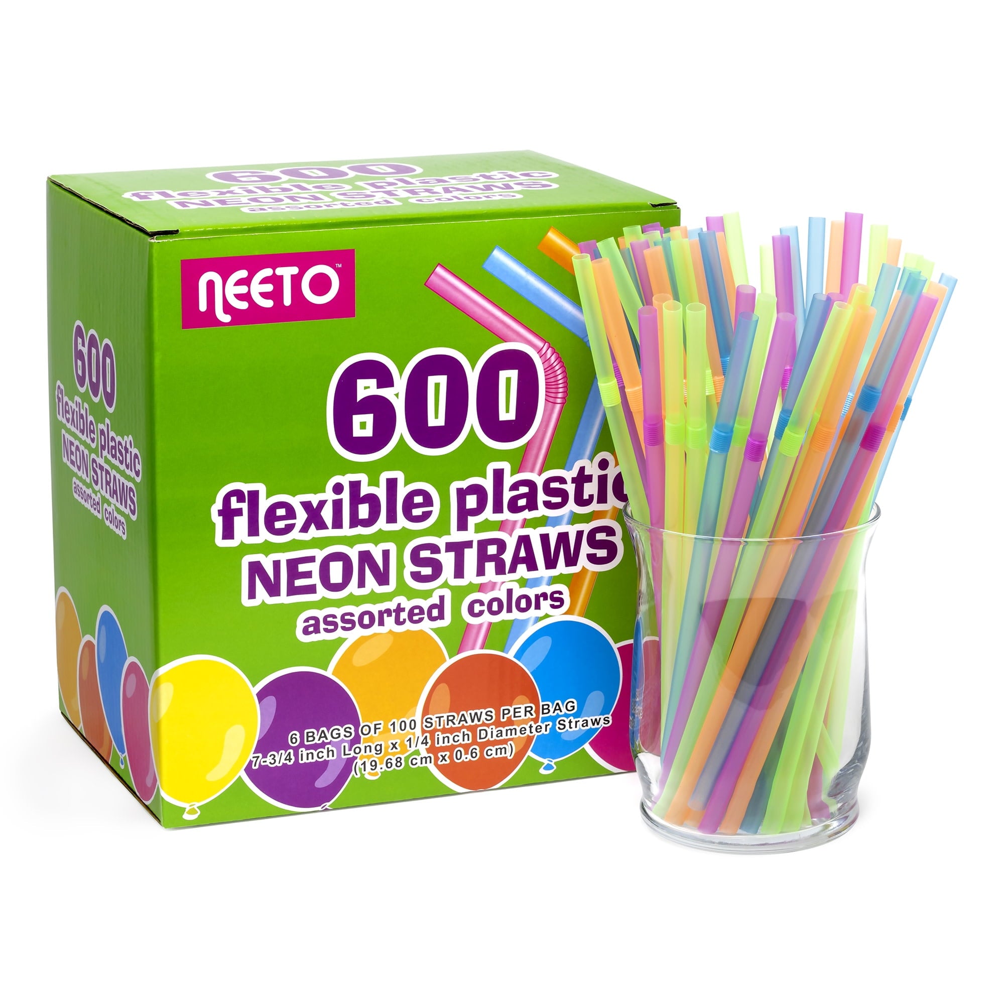Flexible Neon Color Straws