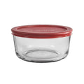 Glass Container Round W/RED Lid Big Size