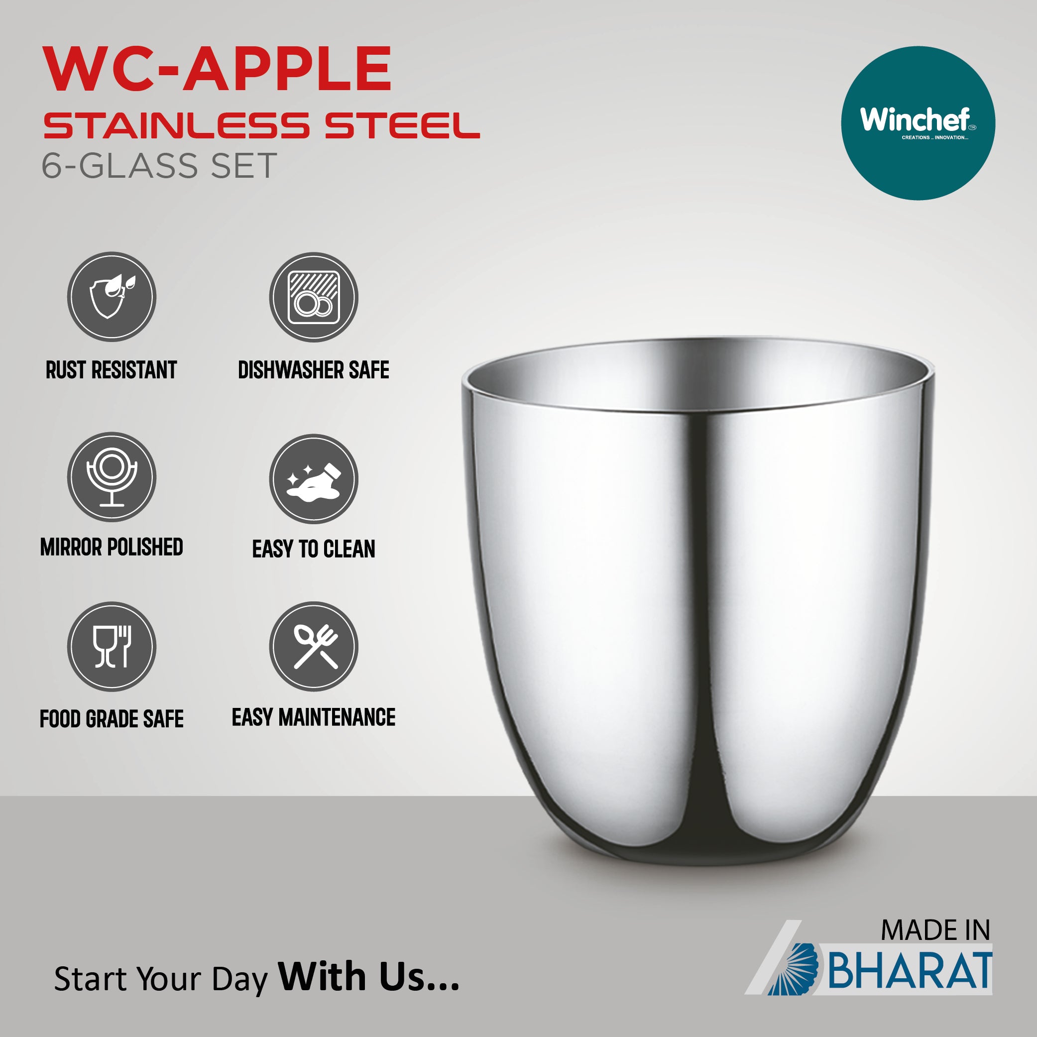 Stainless Steel Apple Glass Leadfree