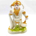 Hanuman Ji White Golden Embroidered Statue 18x10 CMS