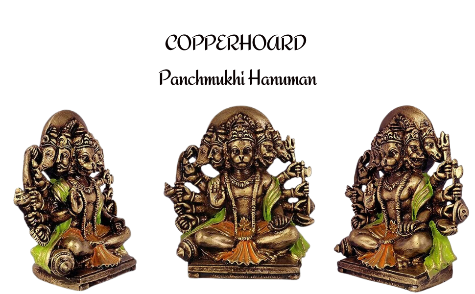 Designer Panchmukhi Copper GOLD/GREEN Deeya W/WHITE Stones