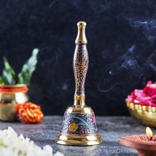 Floral Design Brass Puja Bell