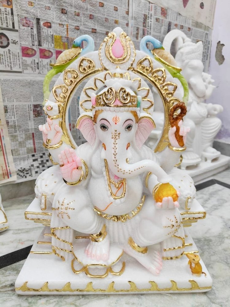Ganesh Ji Marble Look Jewelled