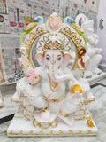 Ganesh Ji Marble Semi Large W/GOLDEN Embroidery