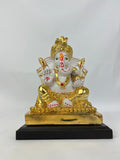 Ganesh Ji White With Golden Decoration 4"
