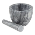 Mortar Pestle Medium White And Grey Marble 13x12 CMS AS