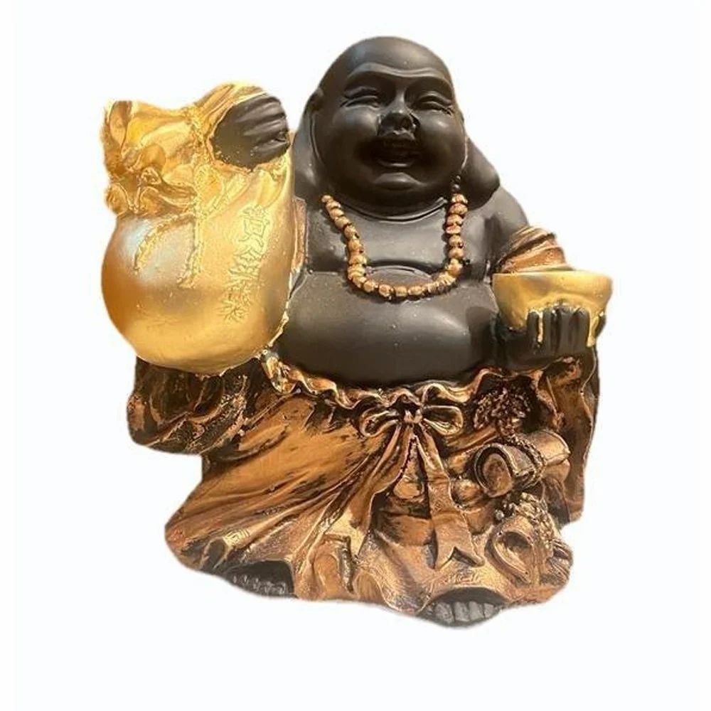 Laughing Buddha Black Statue 22x15 CMS