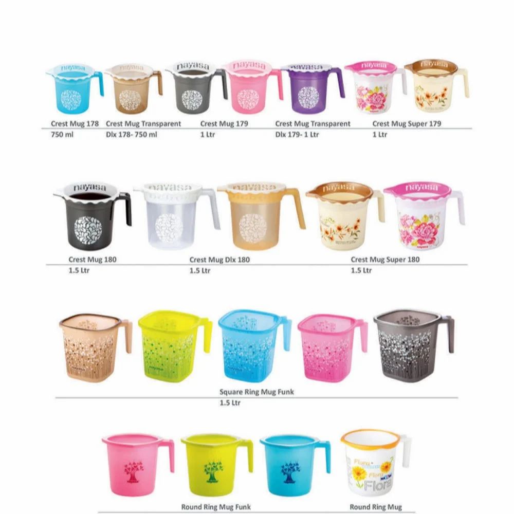 Bathing Mugs Plastic Flora Colored