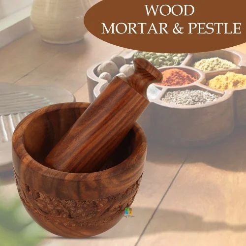 Wooden Polished Mortar Pestle